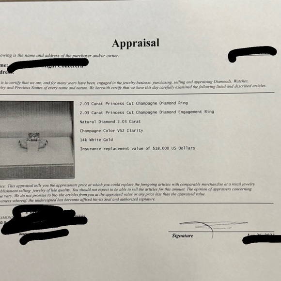 2.03 Carat Princess Cut Champagne Diamond Ring - Picture 6 of 6